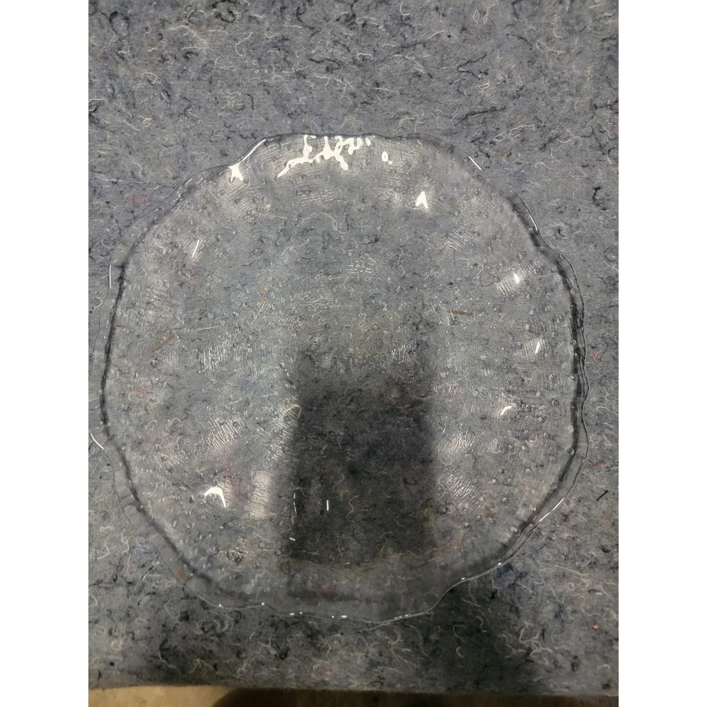 Round Clear Glass Ruffle‎ Edge Serving Platter Size 12 inches